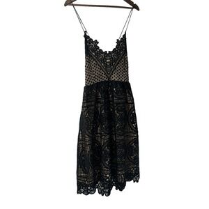 Two Sisters Lace Dress Black Annabelle Lace Up Back Crochet open knit whimsigoth